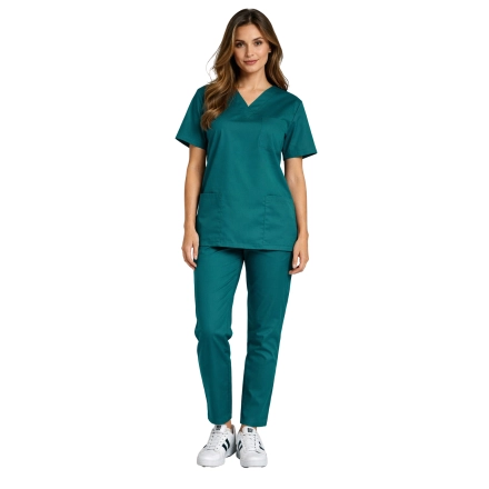 Komplet medyczny CLINIC bluza i spodnie cygaretki biały